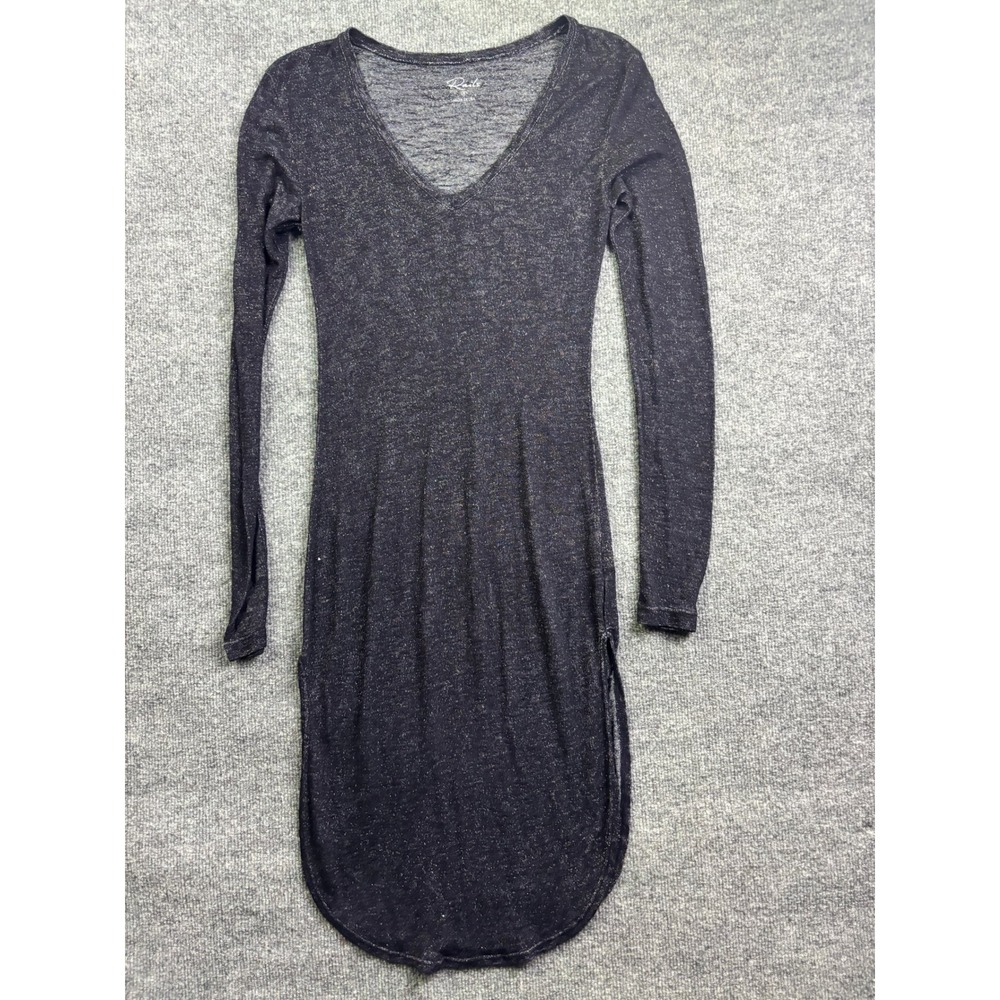 Rails Knit Dress Womens Small Charcoal Grey Long Sleeve V-Neck Space Dye Marl‎